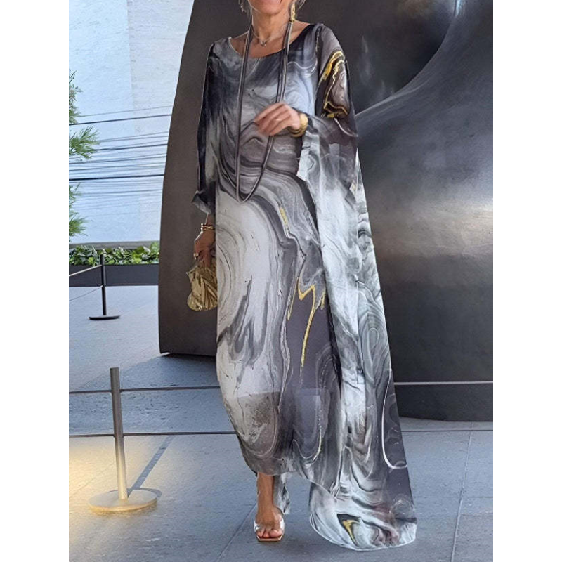Lenora - Elegant dresses in marbled chiffon with print