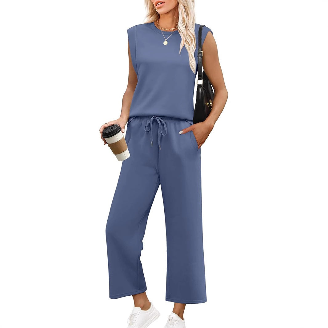 Isa - Women's Casual Sleeveless Top with Wide Leg Pants