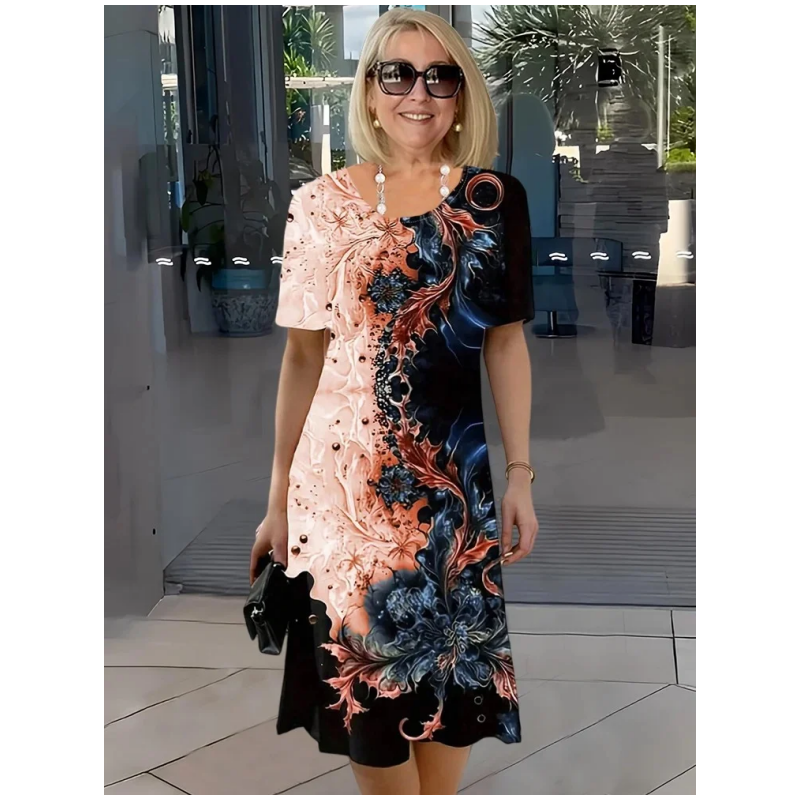 Selene - Women's casual summer dress with 3D floral pattern