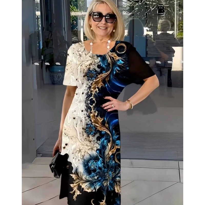 Selene - Women's casual summer dress with 3D floral pattern