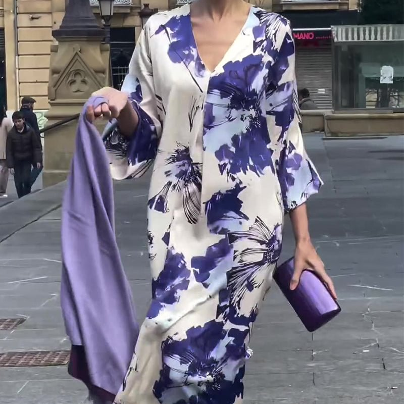 Ariadne™ - Women's V-Neck Printed Elegant Maxi Dress
