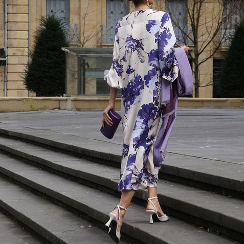 Ariadne™ - Women's V-Neck Printed Elegant Maxi Dress