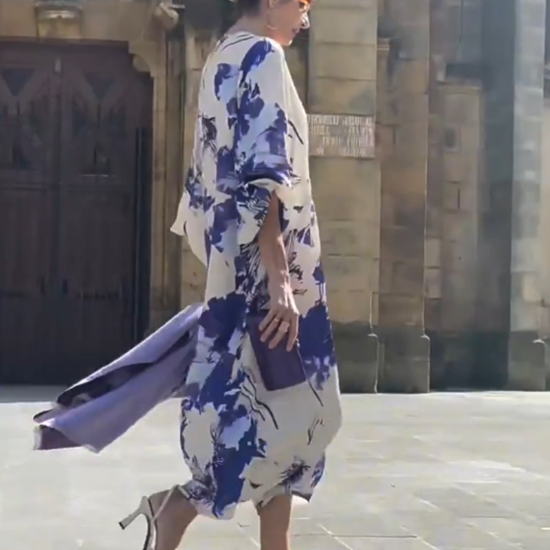 Ariadne™ - Women's V-Neck Printed Elegant Maxi Dress