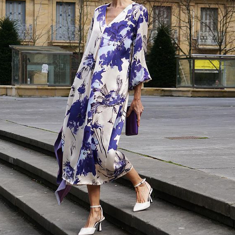 Ariadne™ - Women's V-Neck Printed Elegant Maxi Dress
