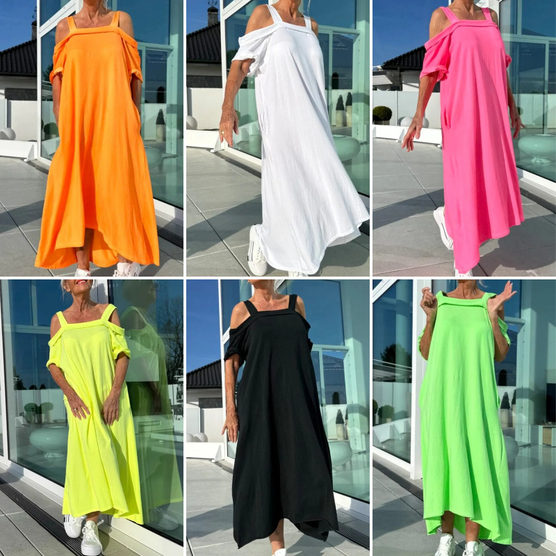 Phaedra - Elegant and Comfortable Women's Maxi Dress with Bare Shoulders