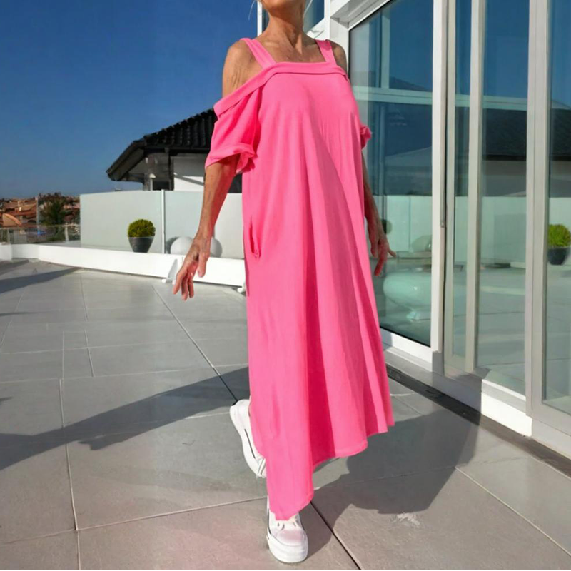 Phaedra - Elegant and Comfortable Women's Maxi Dress with Bare Shoulders