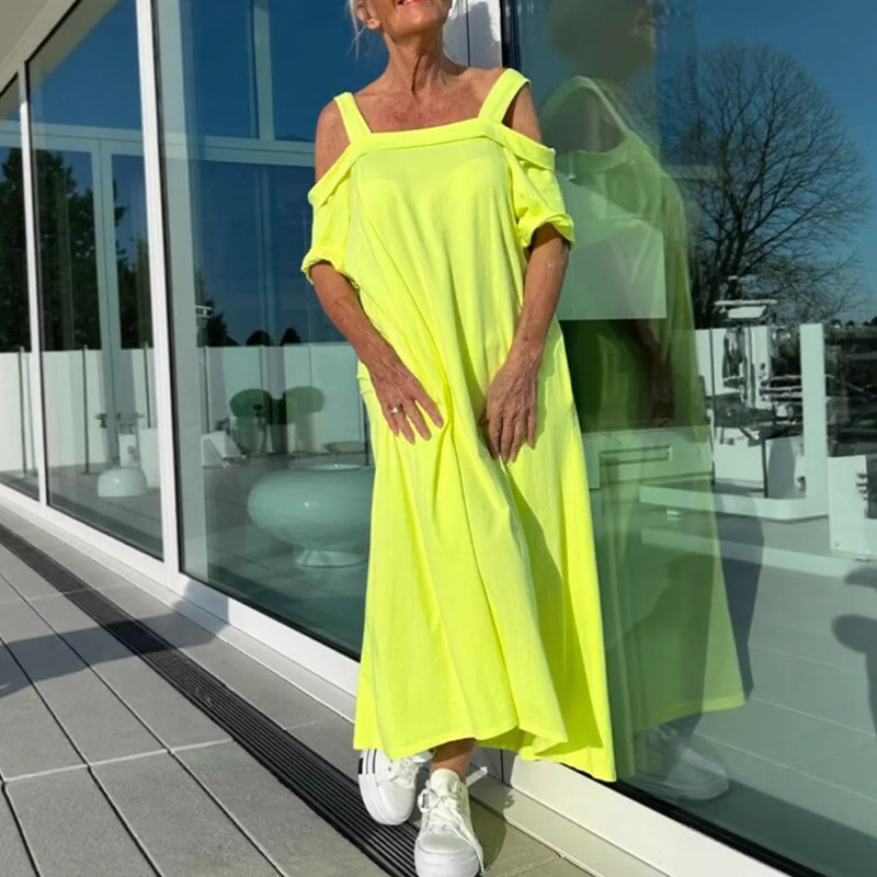 Phaedra - Elegant and Comfortable Women's Maxi Dress with Bare Shoulders