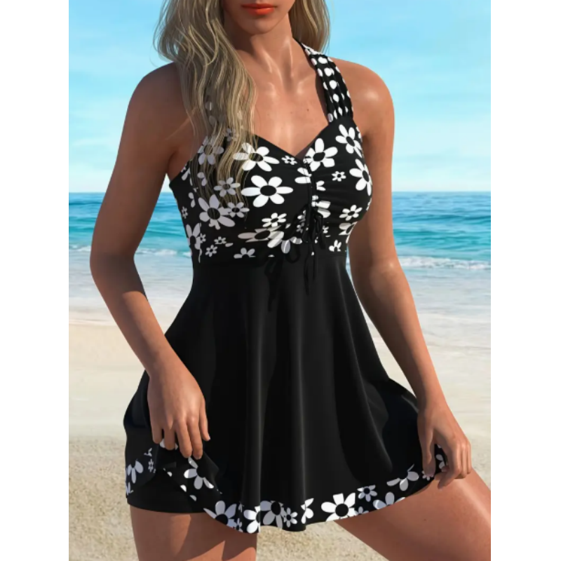 Helirae - Women's floral print swim tankini and shorts