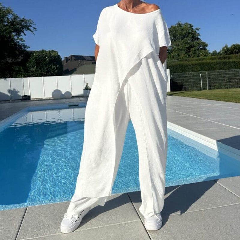 Palina - Sleeveless top and plain pants set