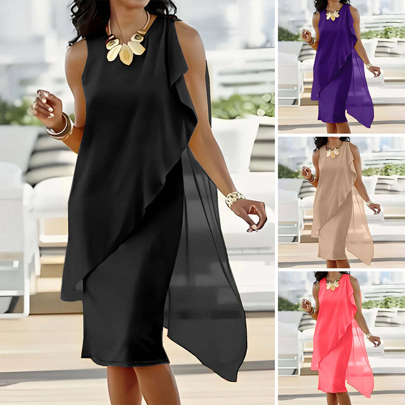 Sorayae - Asymmetrical Sleeveless Knit Dress