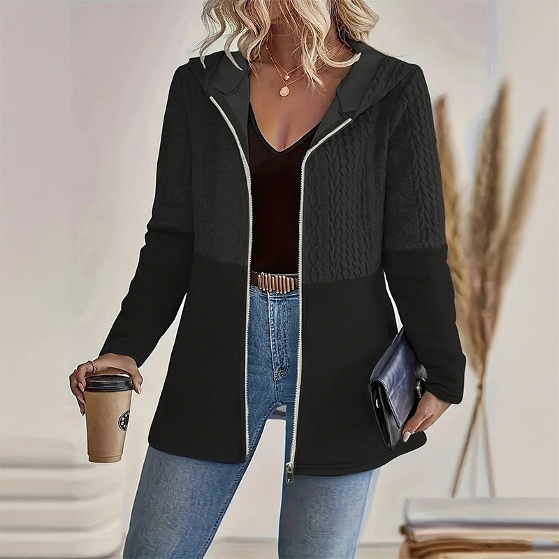 Melisandra™ - Trendy Women's Jacket with Hood, Long Sleeves, and Zip Fastening