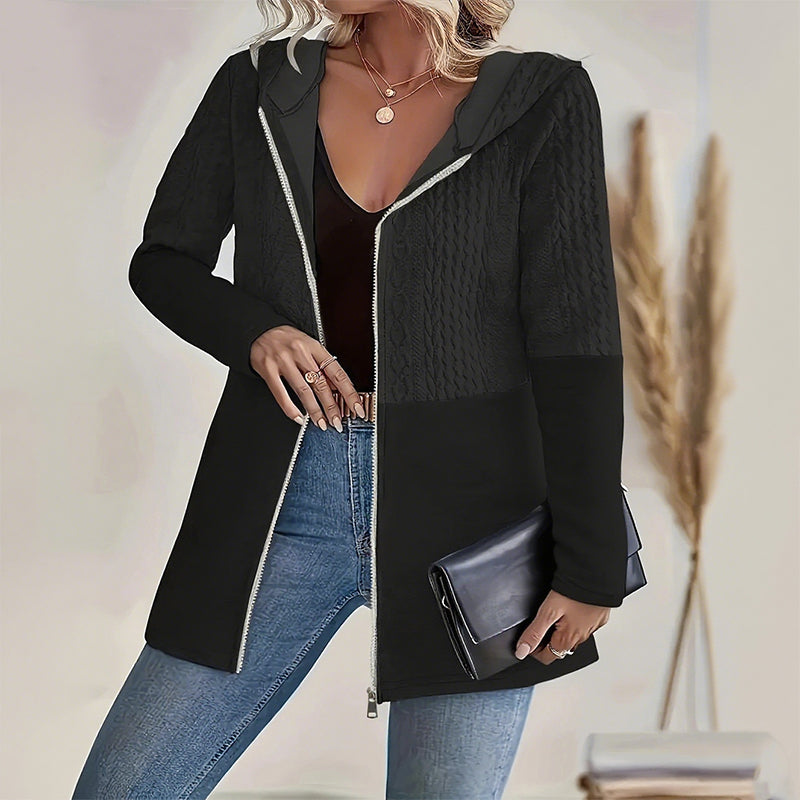 Melisandra™ - Trendy Women's Jacket with Hood, Long Sleeves, and Zip Fastening
