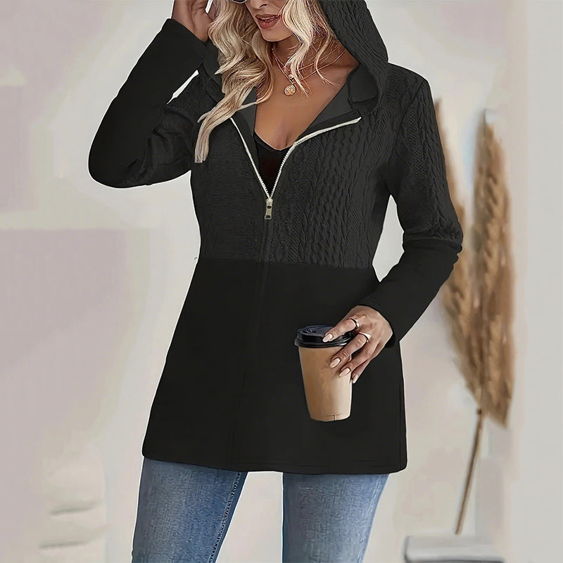 Melisandra™ - Trendy Women's Jacket with Hood, Long Sleeves, and Zip Fastening