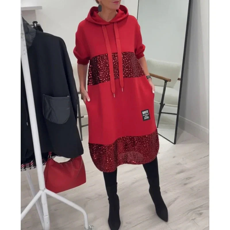 Paviyana - Modern Hooded Dress with Sequins