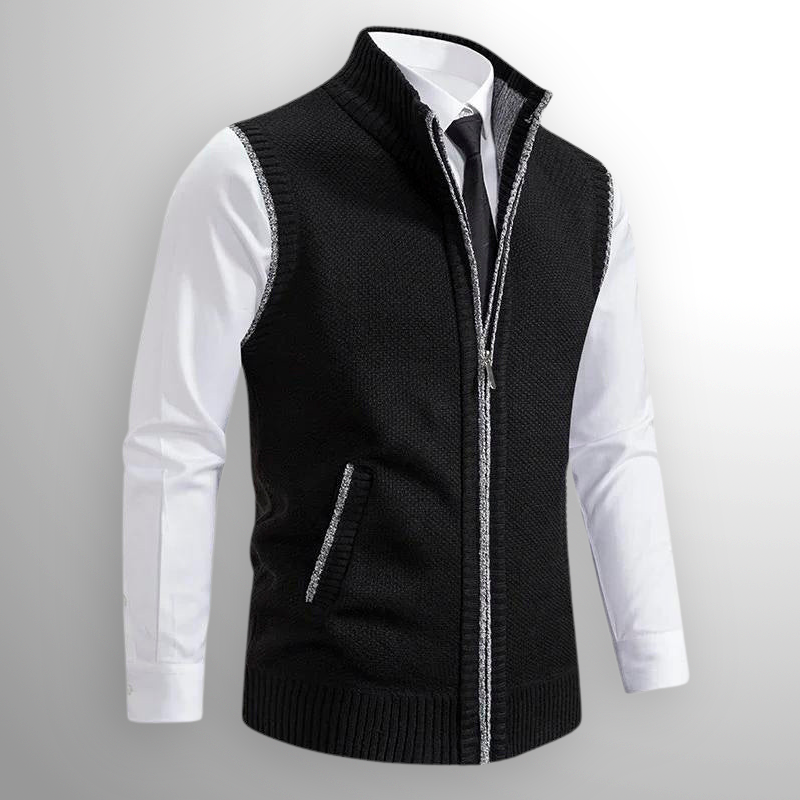 Gabriel - Full Zip Gilet in Mixed Wool