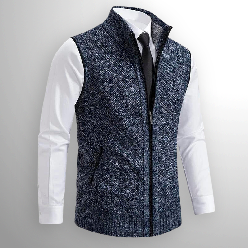 Gabriel - Full Zip Gilet in Mixed Wool
