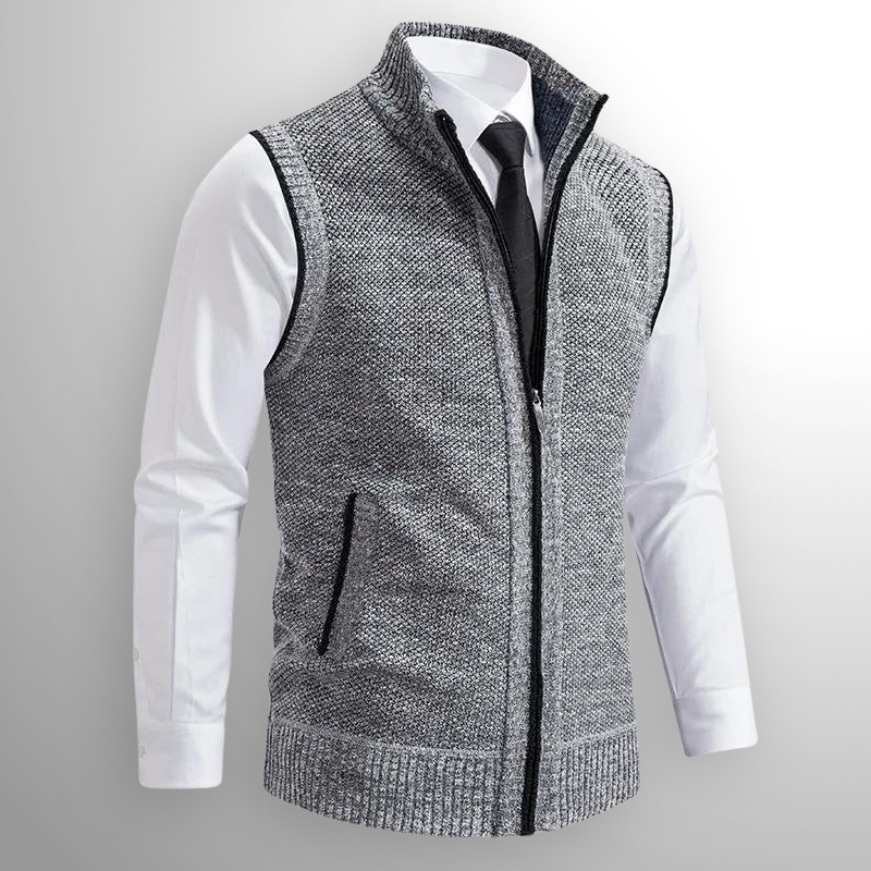 Gabriel - Full Zip Gilet in Mixed Wool