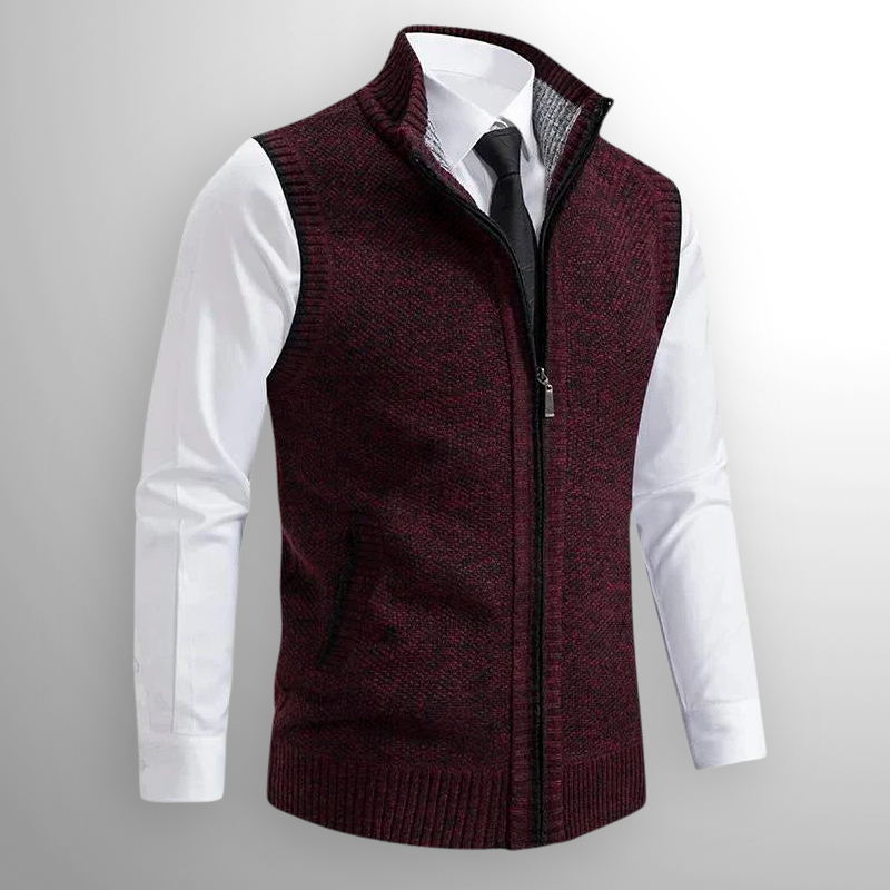 Gabriel - Full Zip Gilet in Mixed Wool