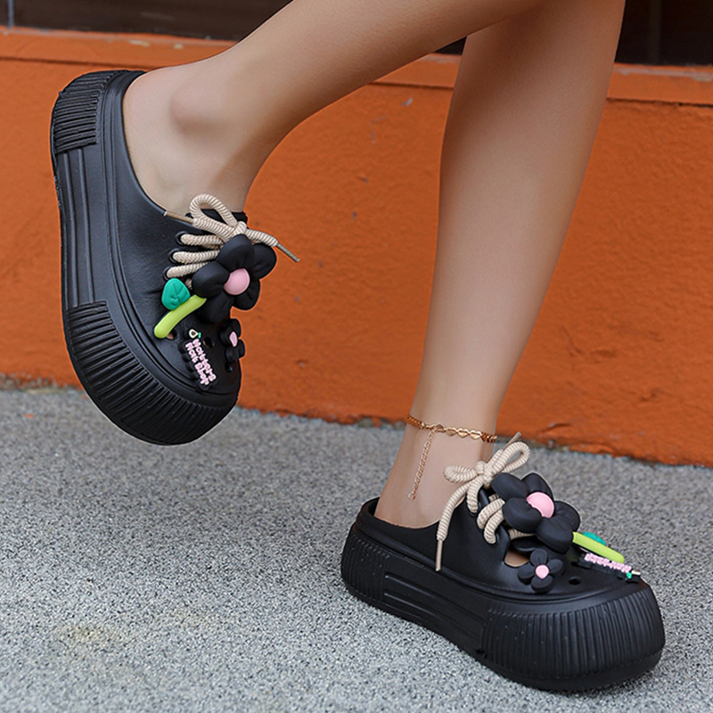 Auralie - Breathable Slippers with Floral Decoration