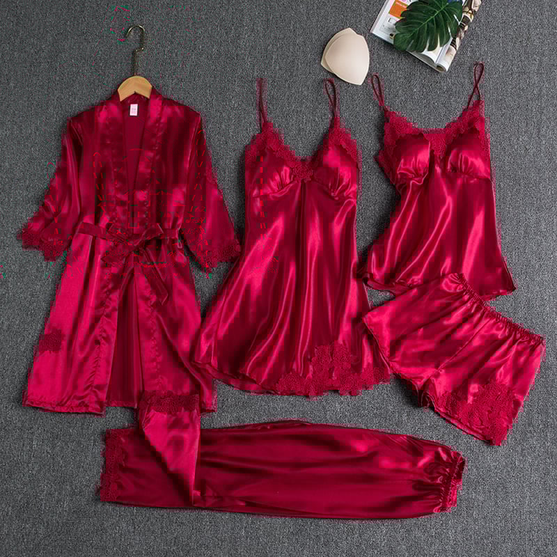 Elyssara - 5-Piece Satin Nightwear Set for Women