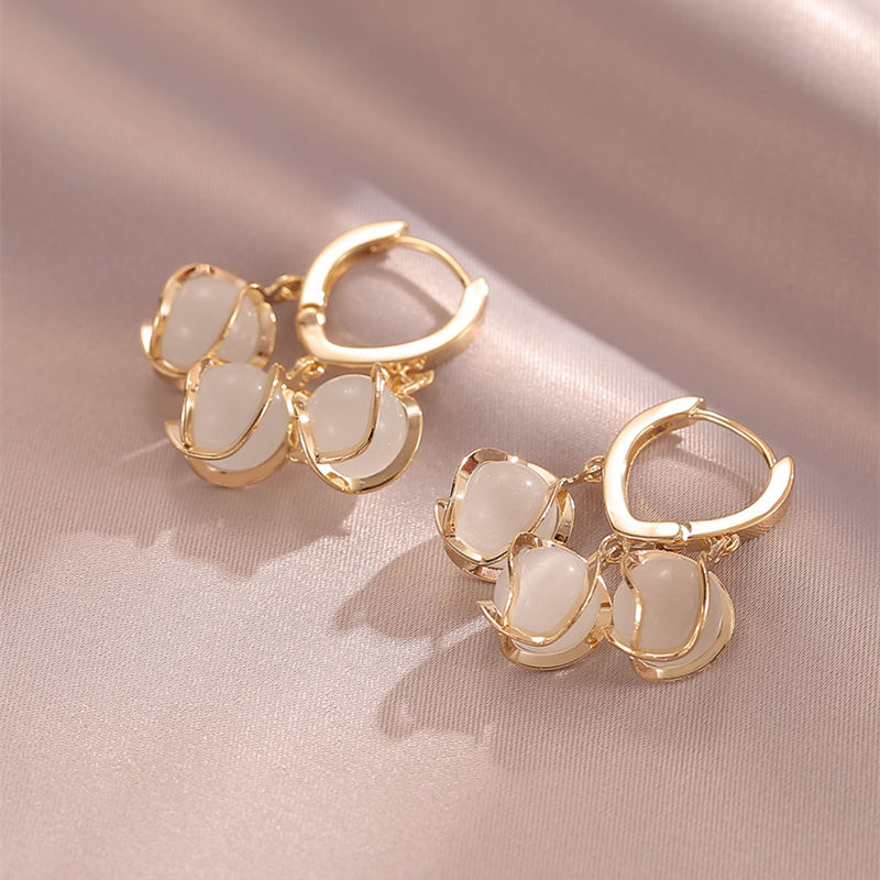 Roselisse™ - Maansteen kristal oorbellen met verguld design 