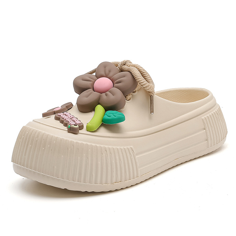 Auralie - Breathable Slippers with Floral Decoration