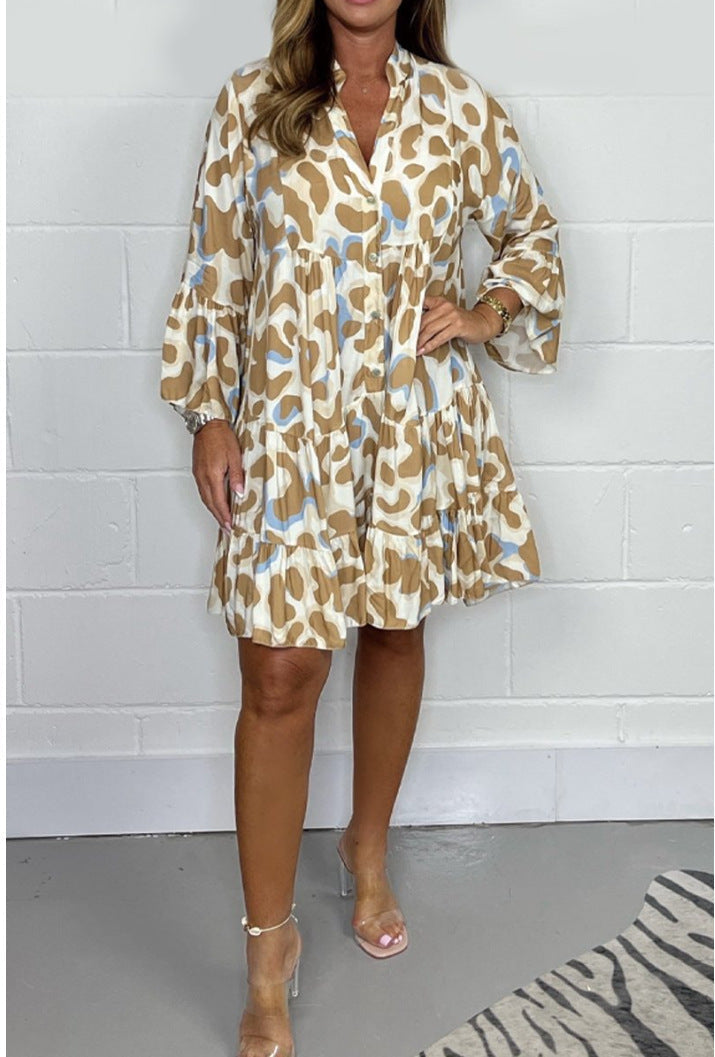 Quentine™ - V-hals casual jurk met modieuze print