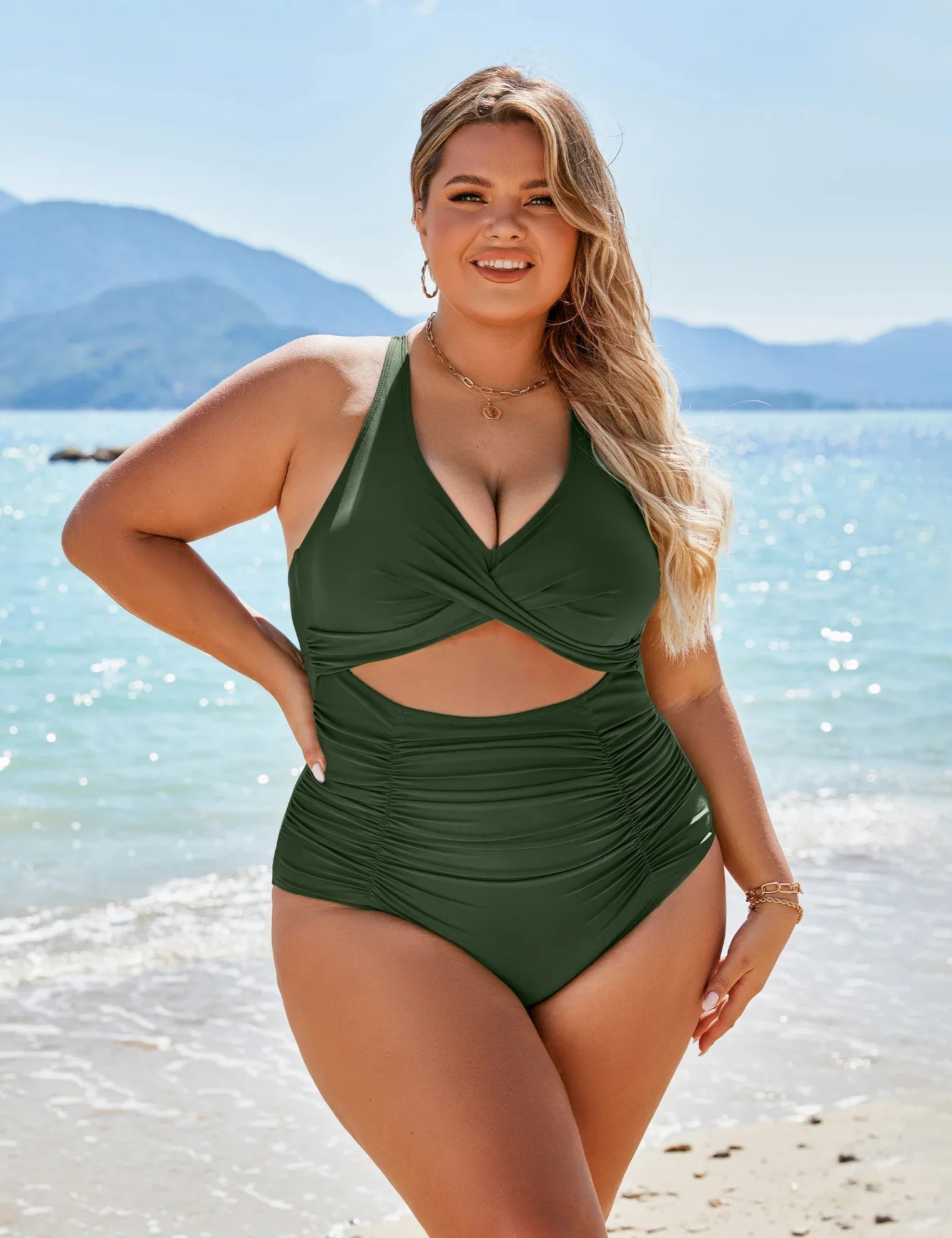 Samara™ - Eendelig geplooid badpak met uitsparingen - Een stijl die elke curve sublimeert