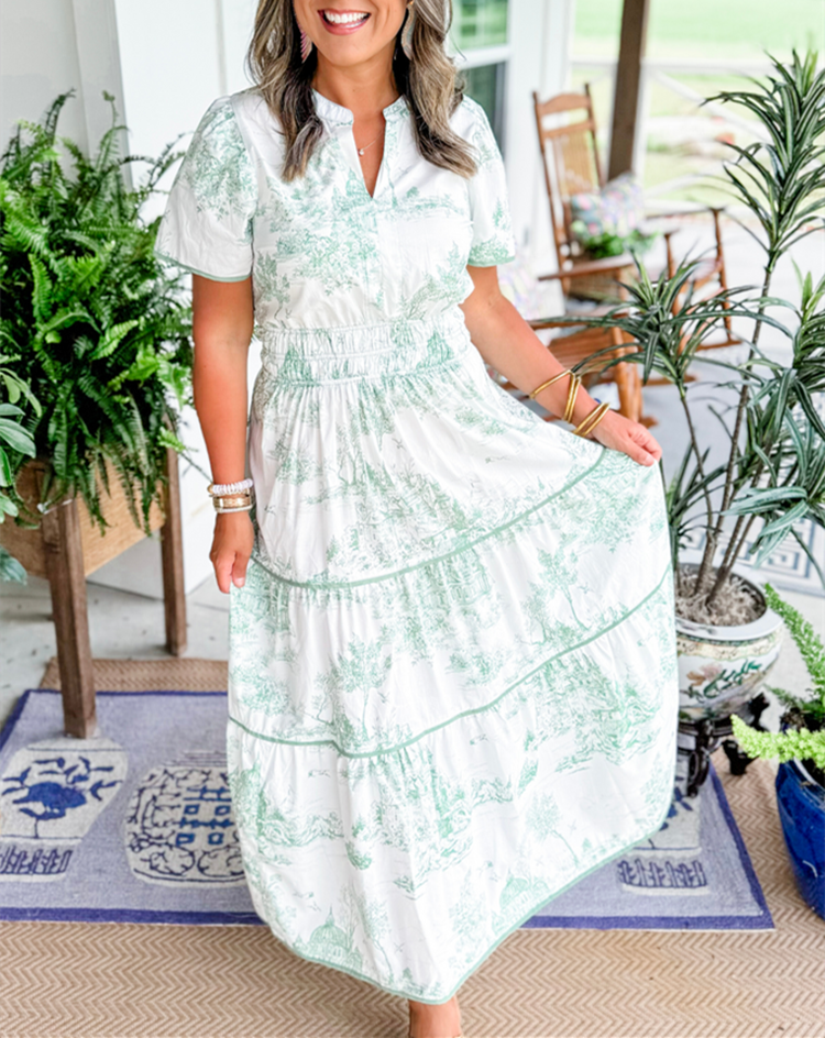 Selindra™ - Klassieke maxi-jurk met canvasprint 