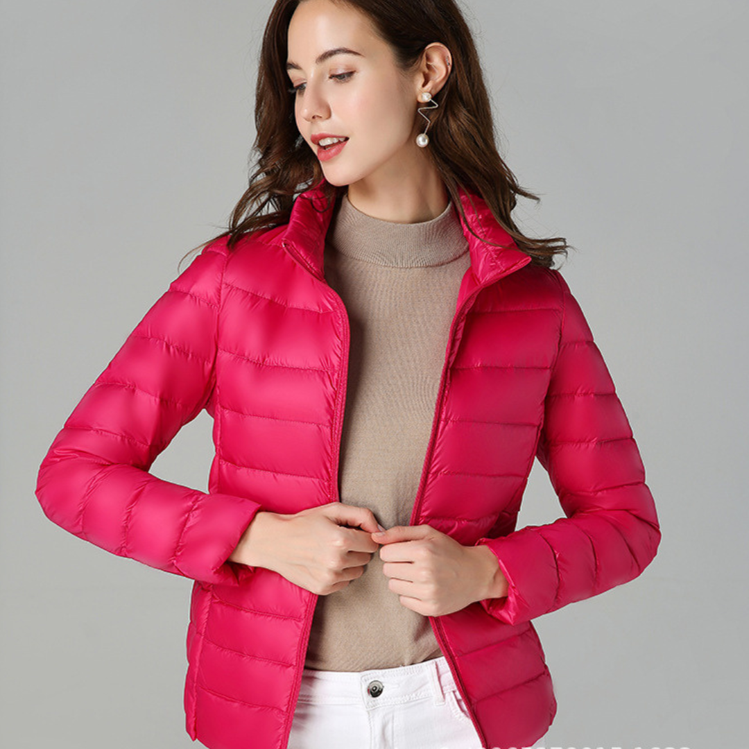 Rhoselle™ - Ultralight Down Jacket with Sophisticated Pleats