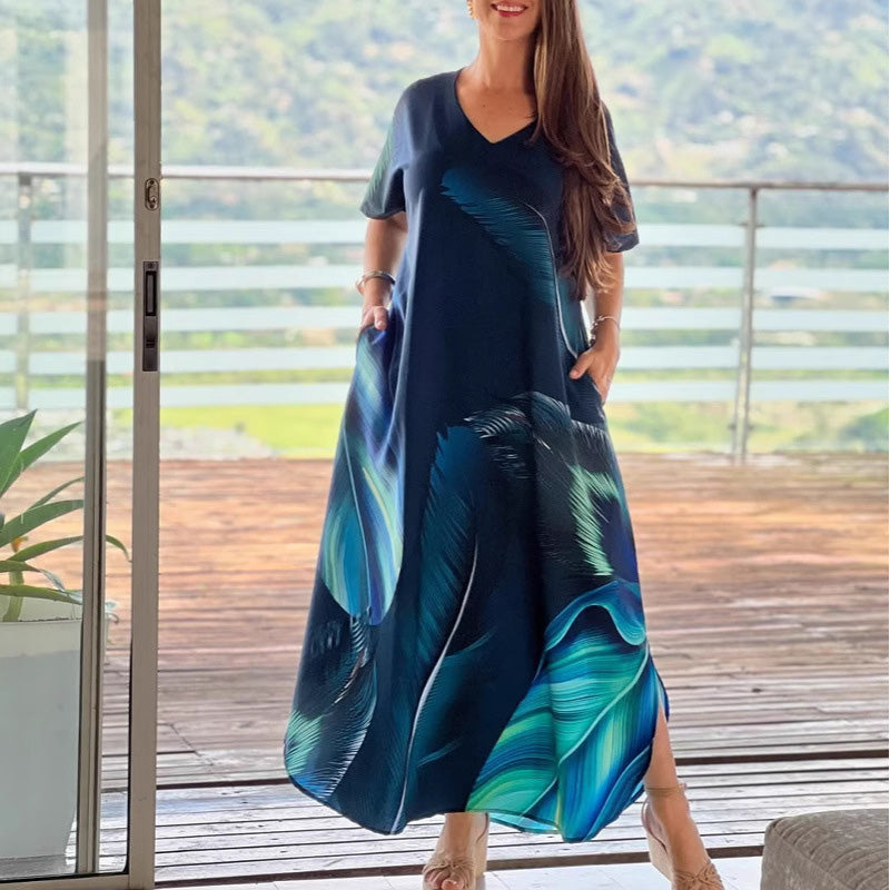 Tirena - Casual Printed Short Sleeve Dress