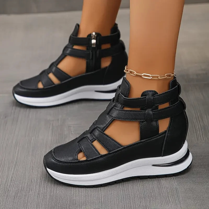Romina - Elegant and lightweight wedge sandals with side zipper