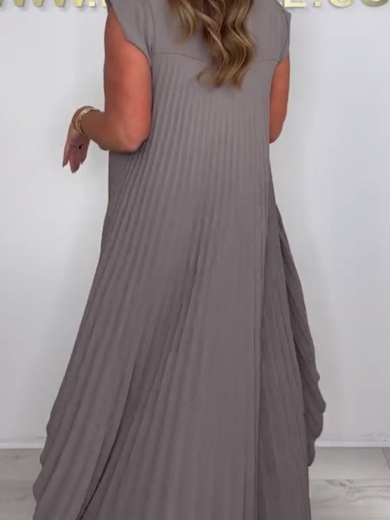Nelia - Casual set with short-sleeved midi top and elasticated waist trousers