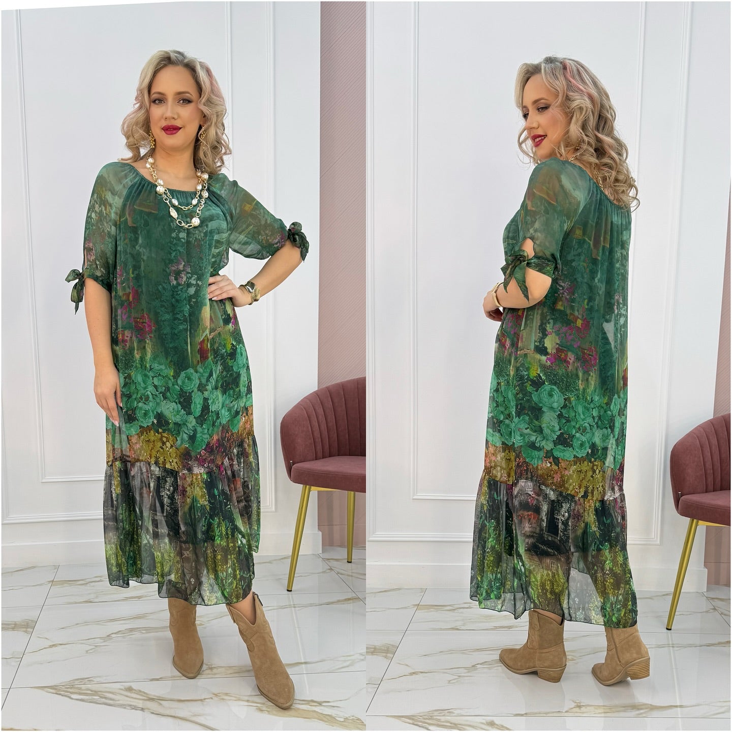 Kalirra - Long Floral Gradient Print Dress