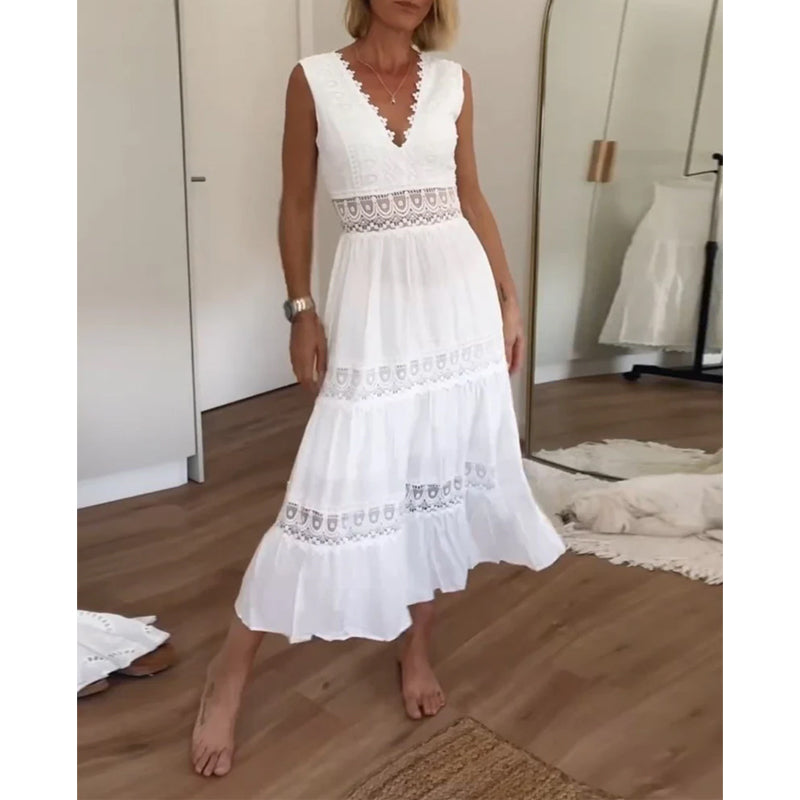 Mirna™ - V-neck lace tank dress