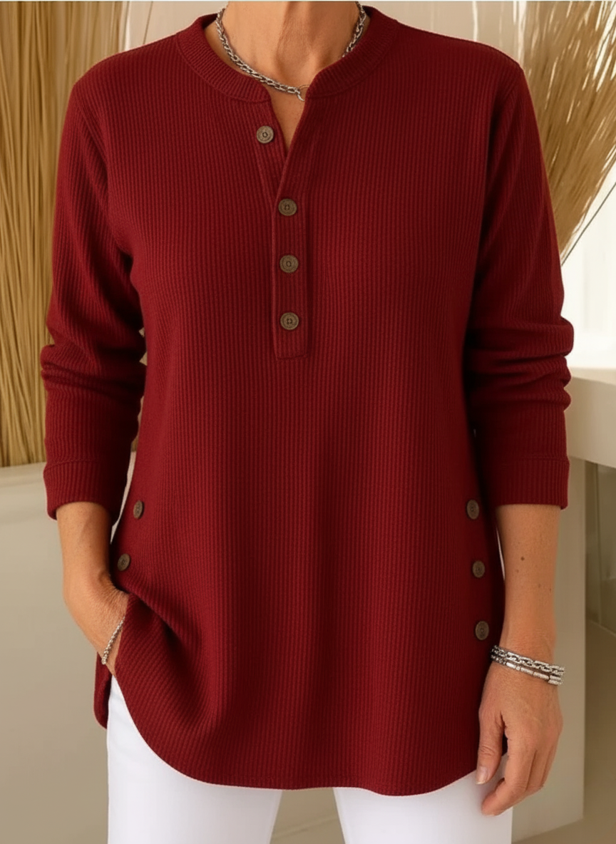 Lunelisse - Soft Jumper with Elegant Buttons