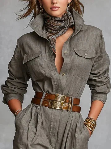 Gwenoraé - Elegant Women's Cotton and Linen Jumpsuit