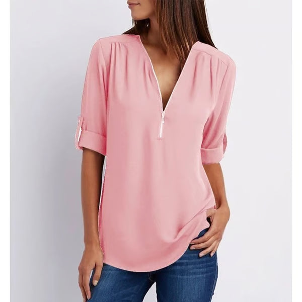 Quelina™ - Blouse met 3/4 mouwen en rits