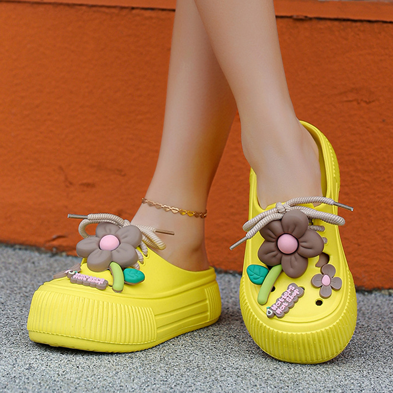 Auralie - Breathable Slippers with Floral Decoration
