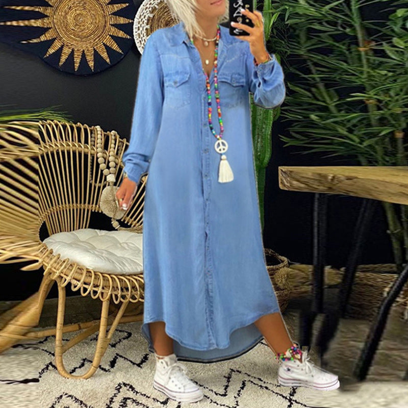 Terenza - Long sleeve denim maxi dress