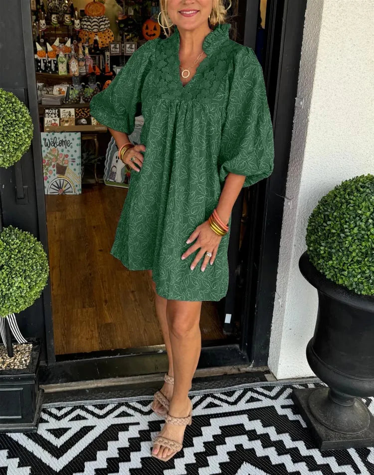 Tesia™ - Jacquard pofmouw korte jurk