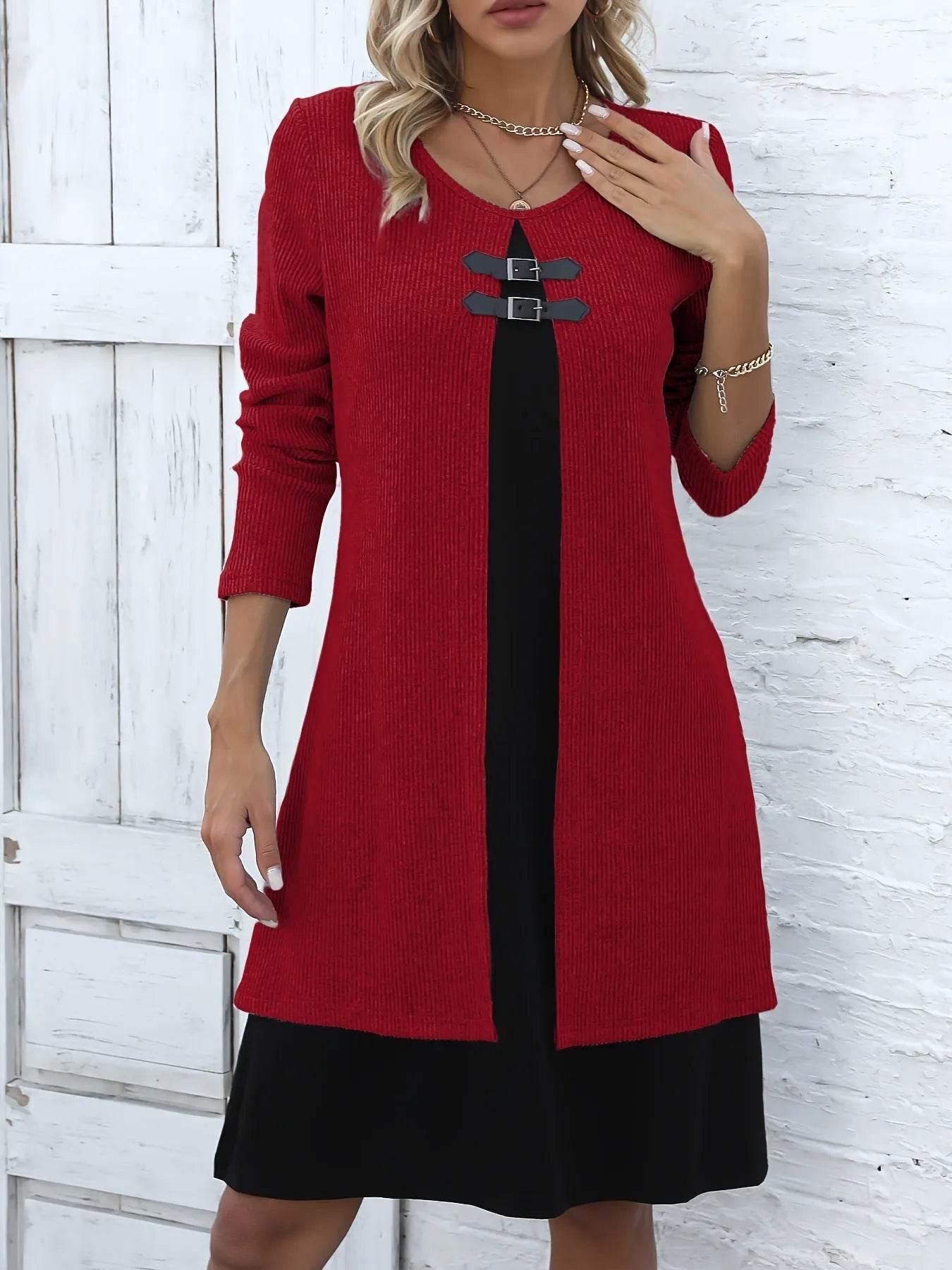 Selvira - Elegant Two-Part Long Sleeve Dress