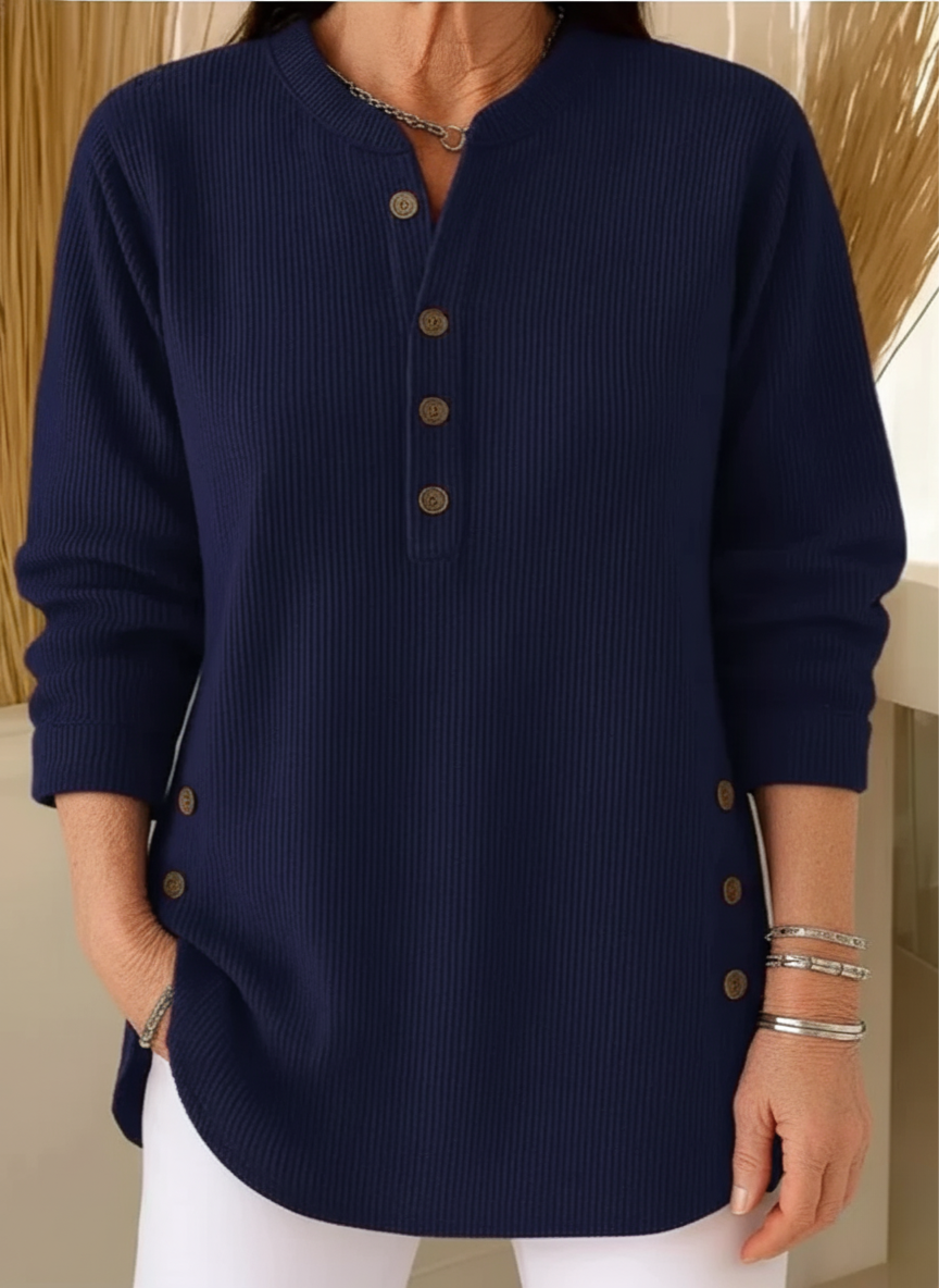 Lunelisse - Soft Jumper with Elegant Buttons