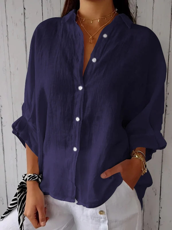 Delphira™ - Cotton and linen shirt tied in the back