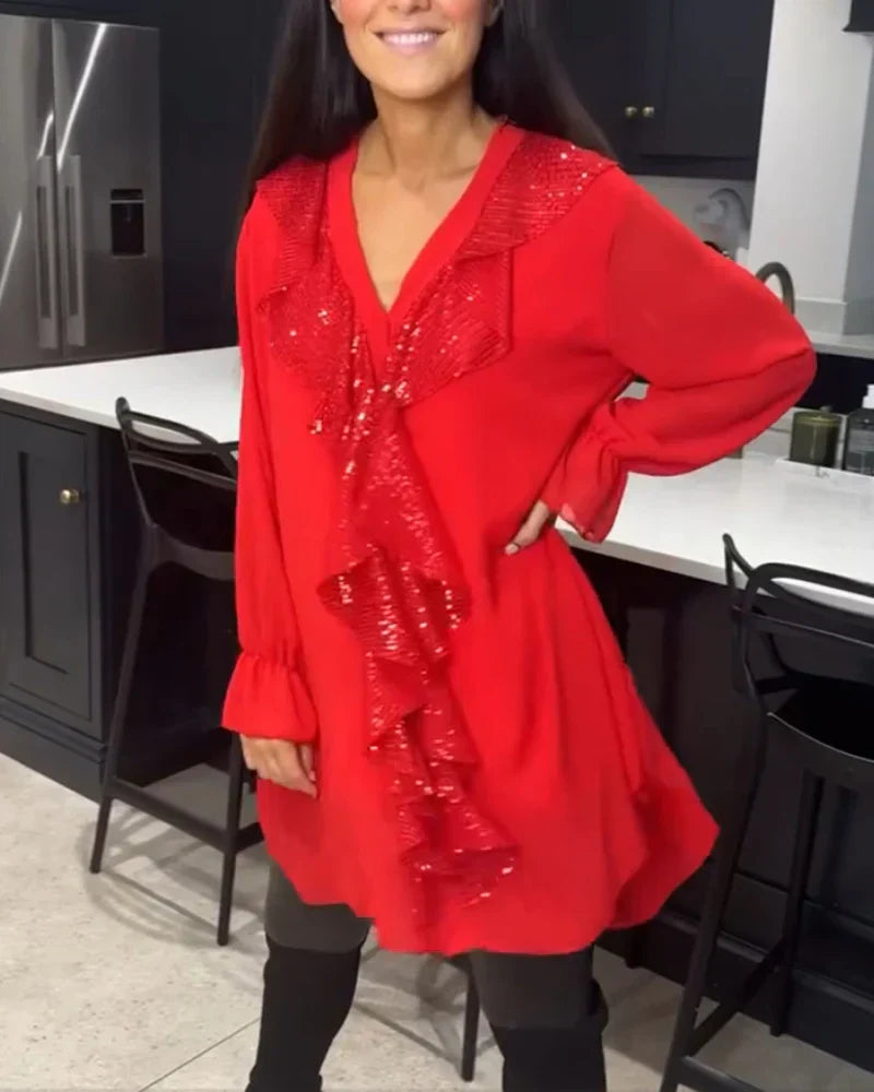 Tharalyn - Elegant Blouse with Fluid Ruffles