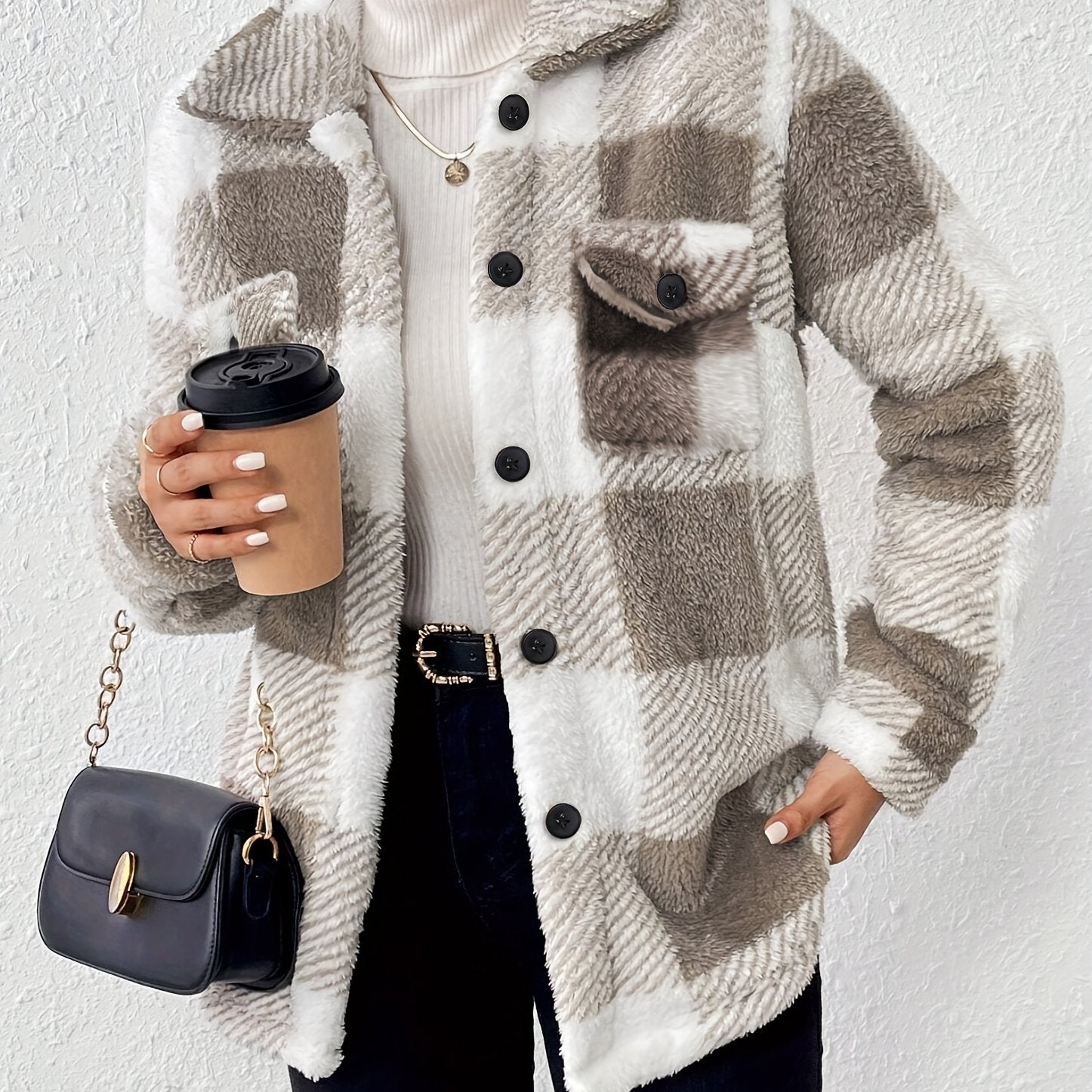 Doreline™ - Winter Plush Jacket with Check Print
