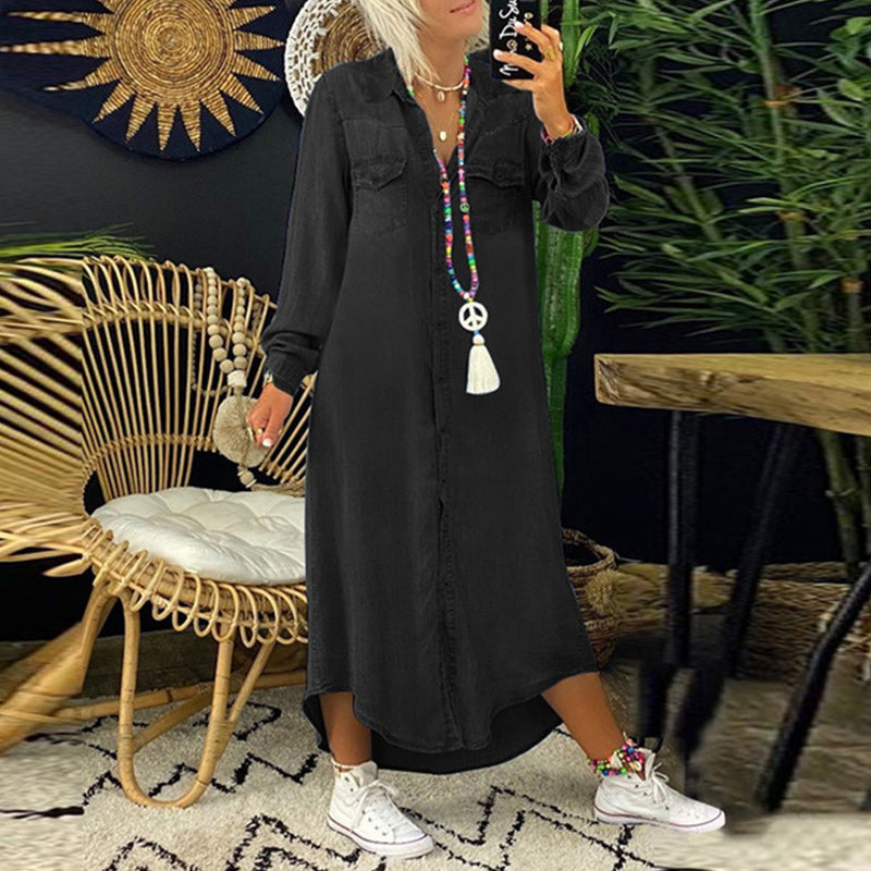 Terenza - Long sleeve denim maxi dress