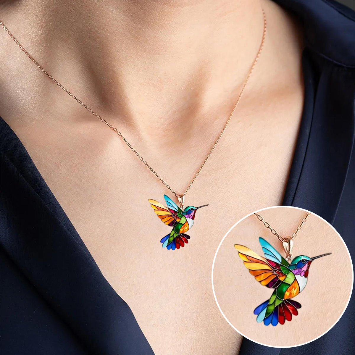 Helirianne - Elegant Hummingbird Necklace and Earrings