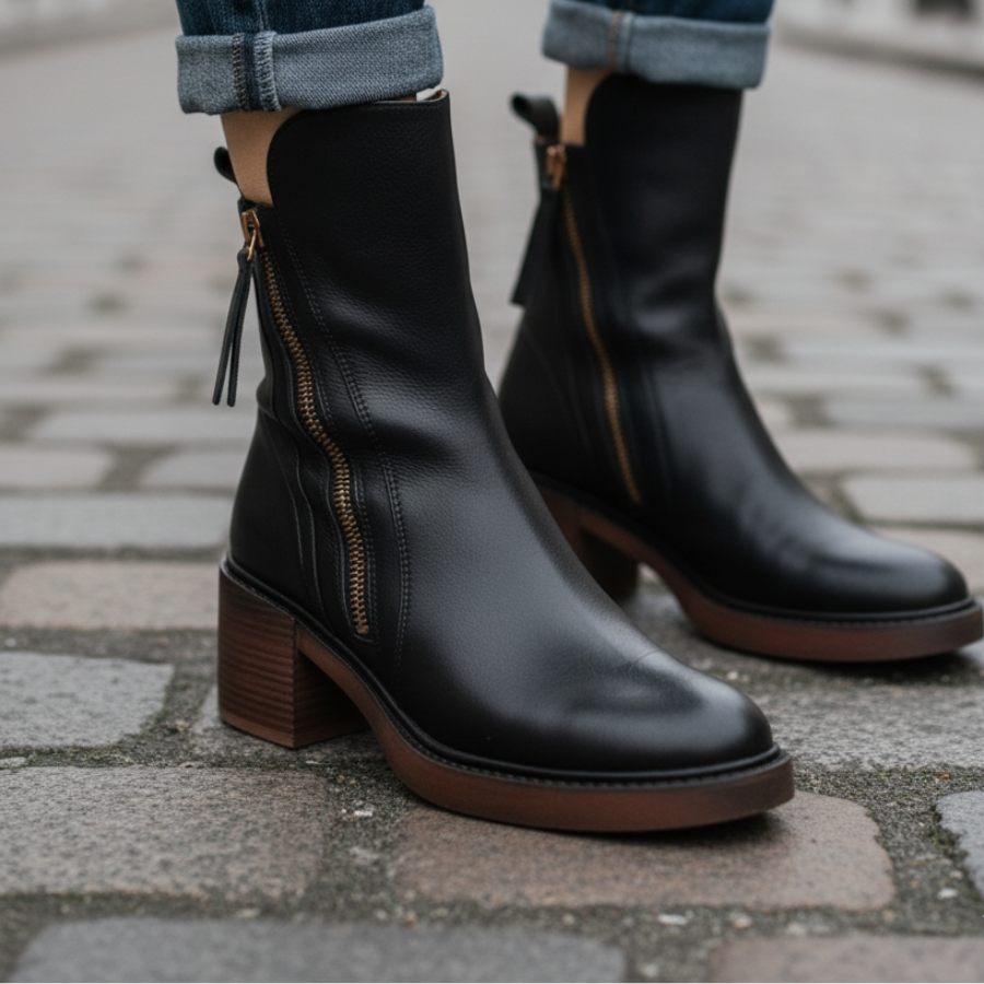 Helara™ - Elegant and Comfortable Black Leather Boots
