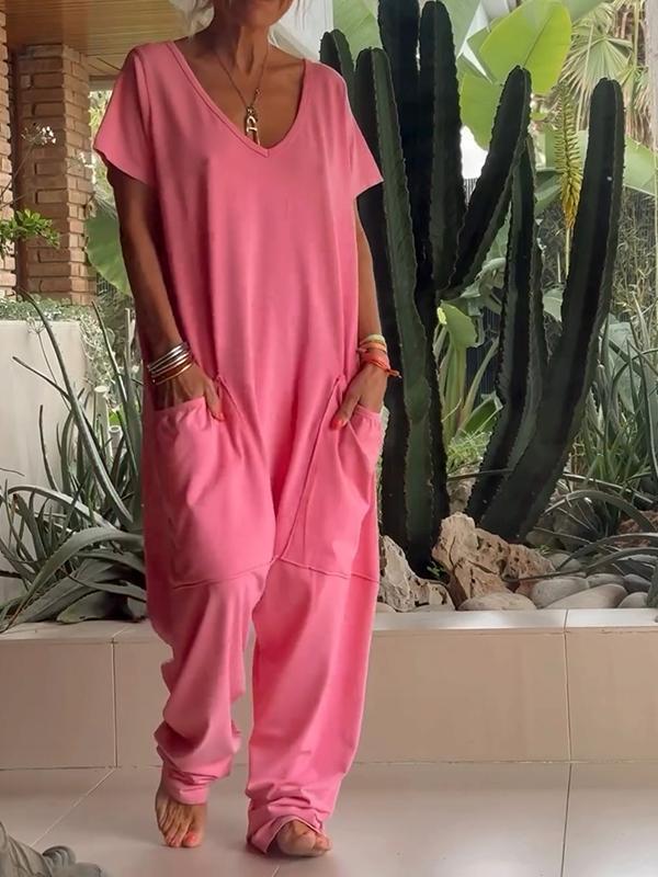 Zaria™ - Elegant V-Neck Jumpsuit: A Simple, Sophisticated and Versatile Style